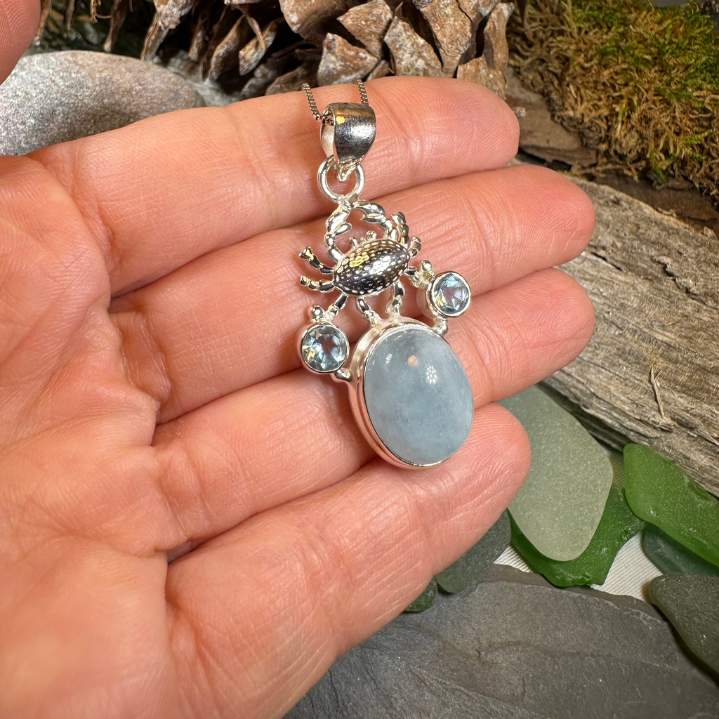 Carrie Crab Aquamarine Necklace | Pendant | Wiccan Center