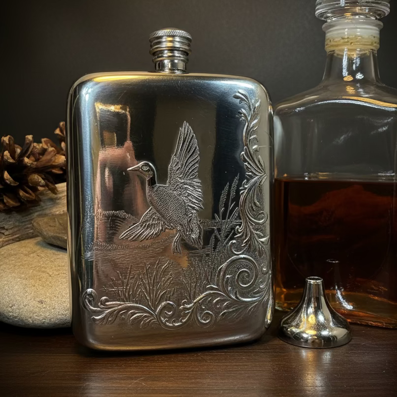 Mallard Duck Pewter Hip Flask - Handmade in England | Gifts | Wiccan Center
