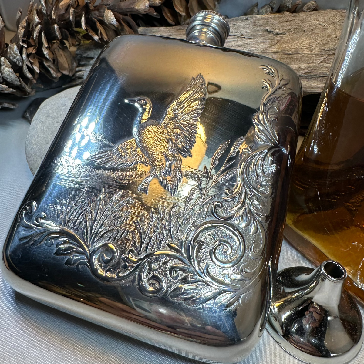 Mallard Duck Pewter Hip Flask - Handmade in England | Gifts | Wiccan Center