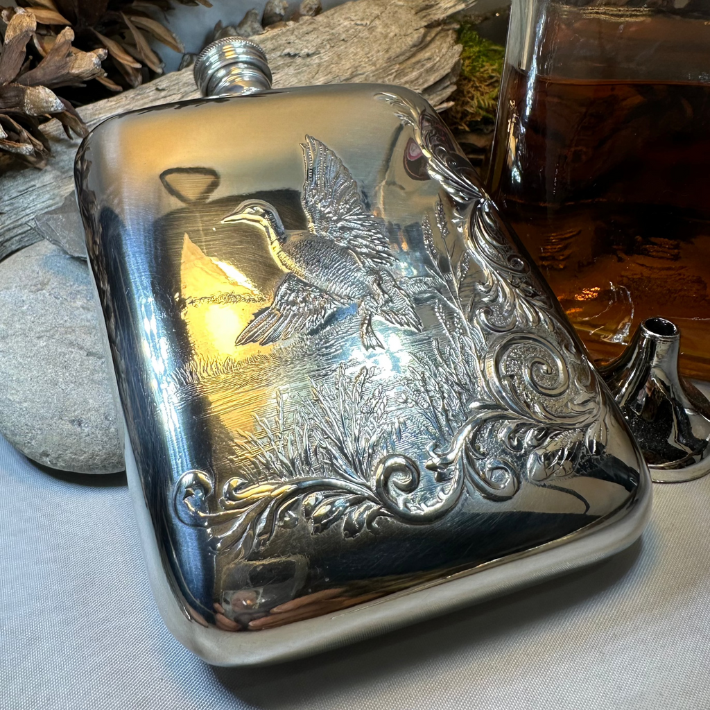 Mallard Duck Pewter Hip Flask - Handmade in England | Gifts | Wiccan Center