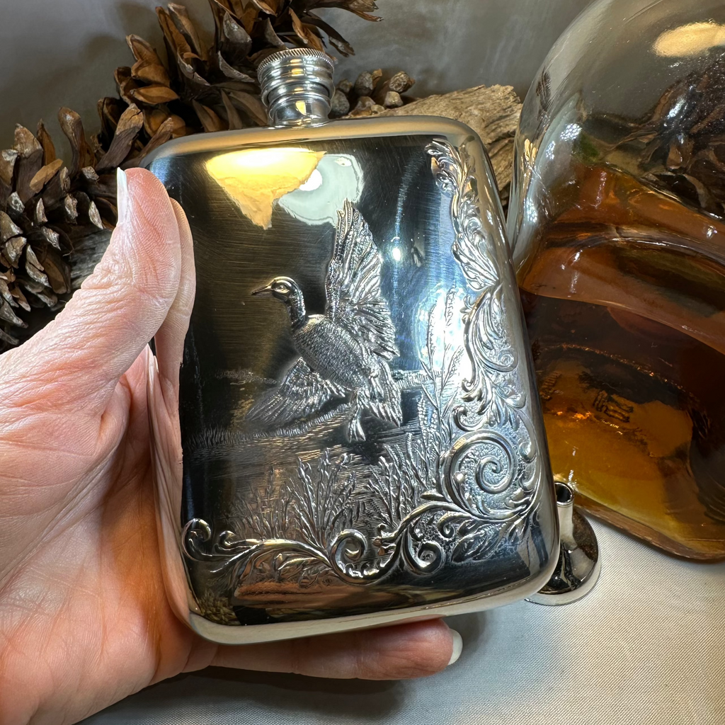 Mallard Duck Pewter Hip Flask - Handmade in England | Gifts | Wiccan Center