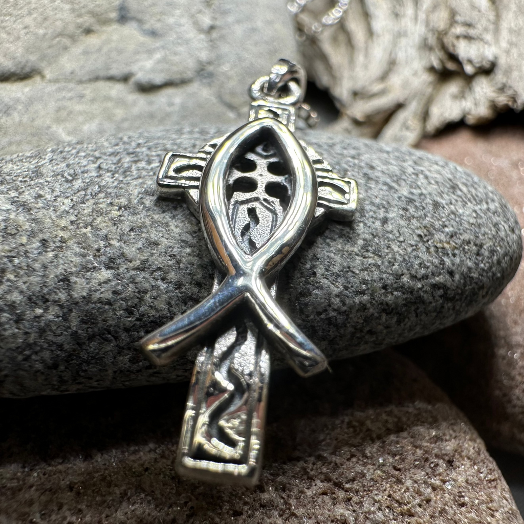 Ichthys Celtic Cross Necklace | Pendant | Wiccan Center