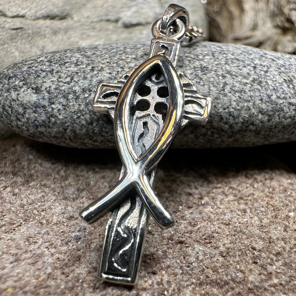 Ichthys Celtic Cross Necklace | Pendant | Wiccan Center