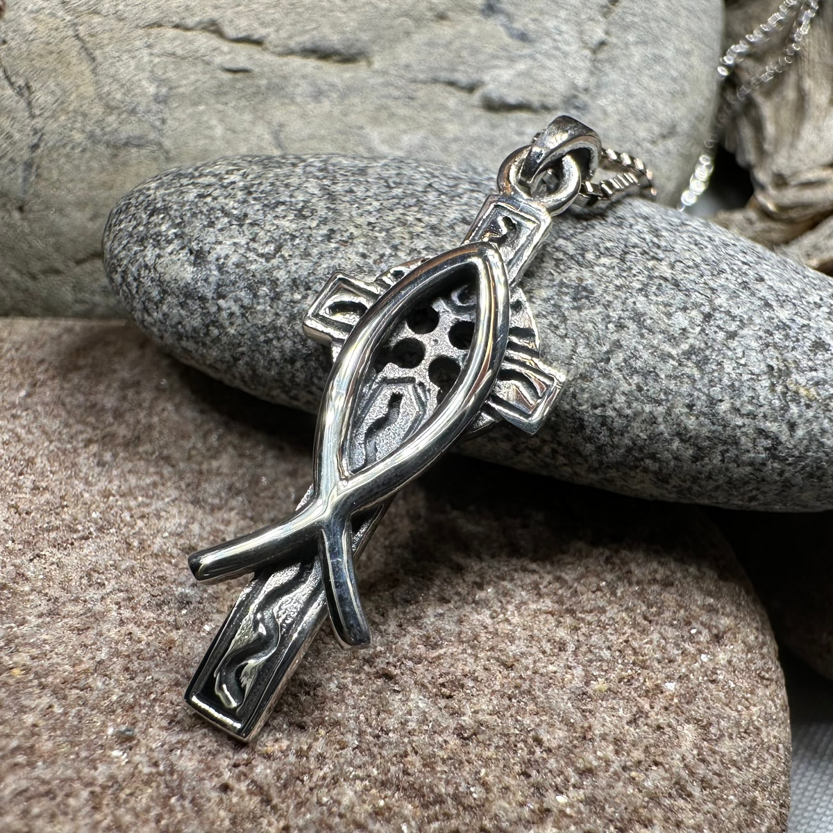 Ichthys Celtic Cross Necklace | Pendant | Wiccan Center