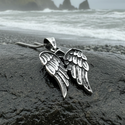 Gentle Angel Wings Necklace in Sterling Silver | Pendant | Wiccan Center