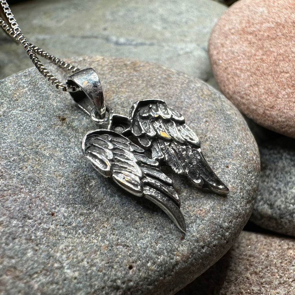 Gentle Angel Wings Necklace in Sterling Silver | Pendant | Wiccan Center