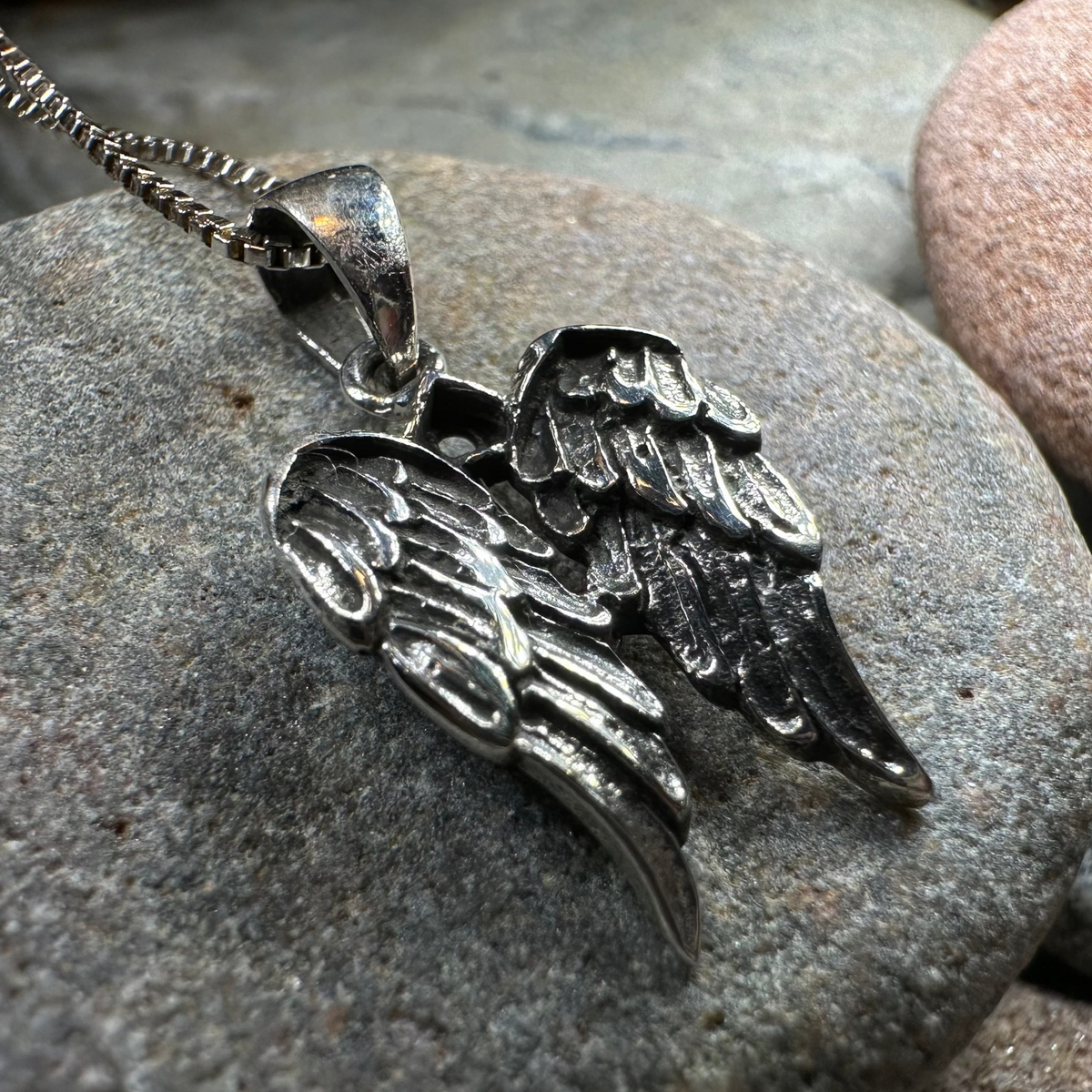 Gentle Angel Wings Necklace in Sterling Silver | Pendant | Wiccan Center