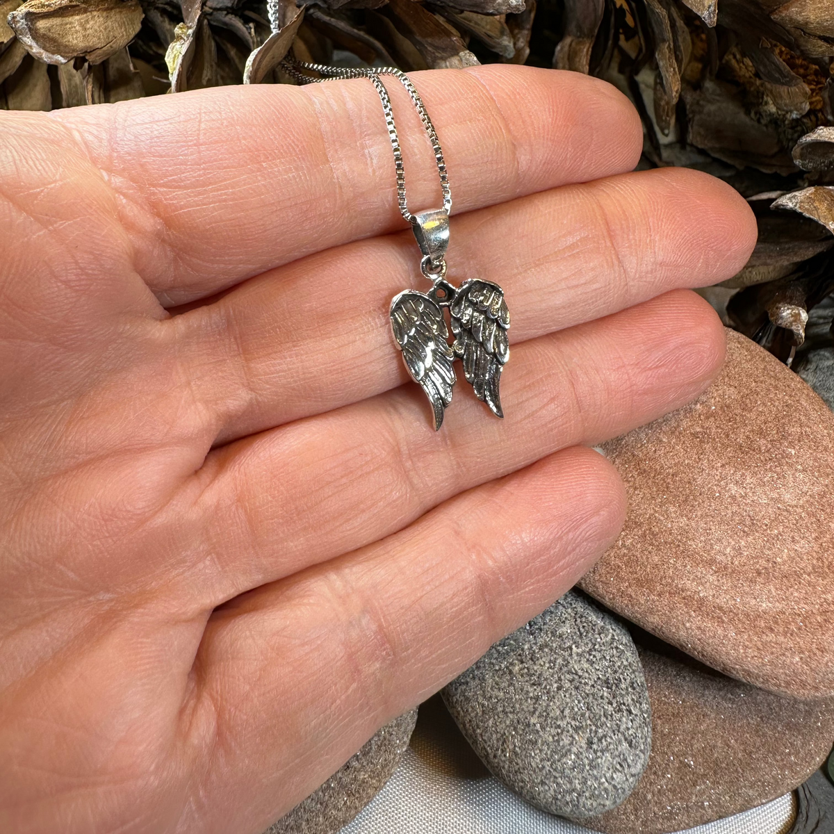 Gentle Angel Wings Necklace in Sterling Silver | Pendant | Wiccan Center