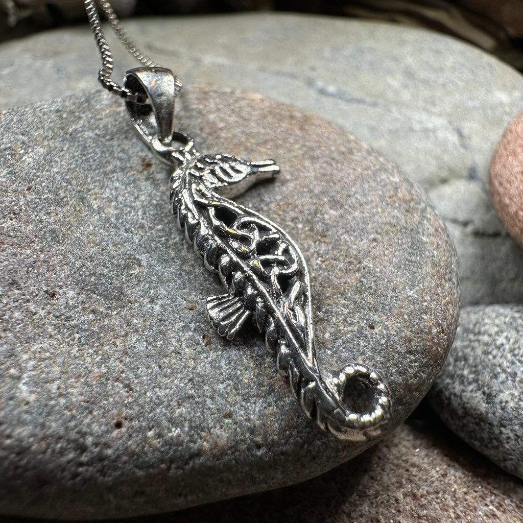Celtic Seahorse Necklace in Sterling Silver | Pendant | Wiccan Center
