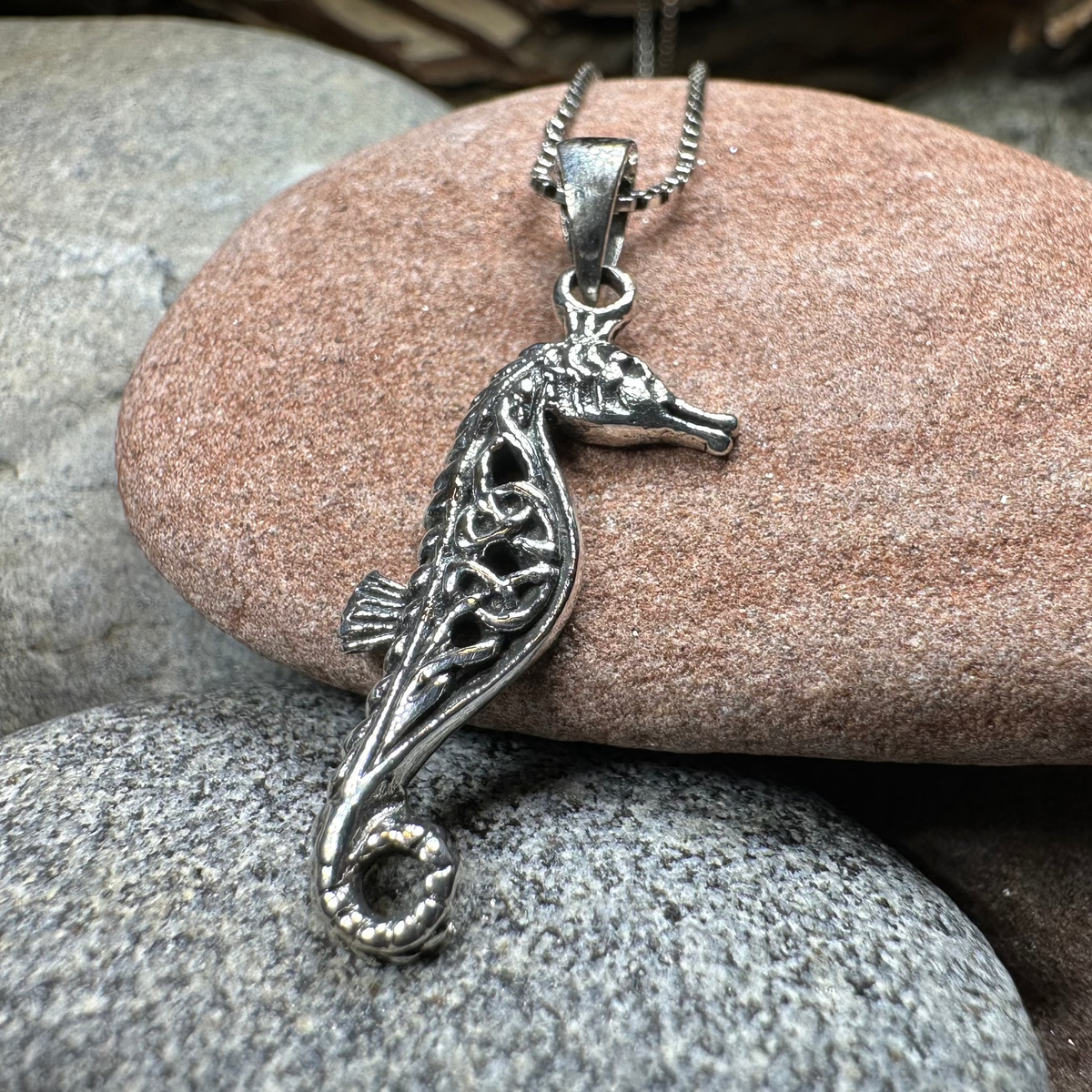 Celtic Seahorse Necklace in Sterling Silver | Pendant | Wiccan Center