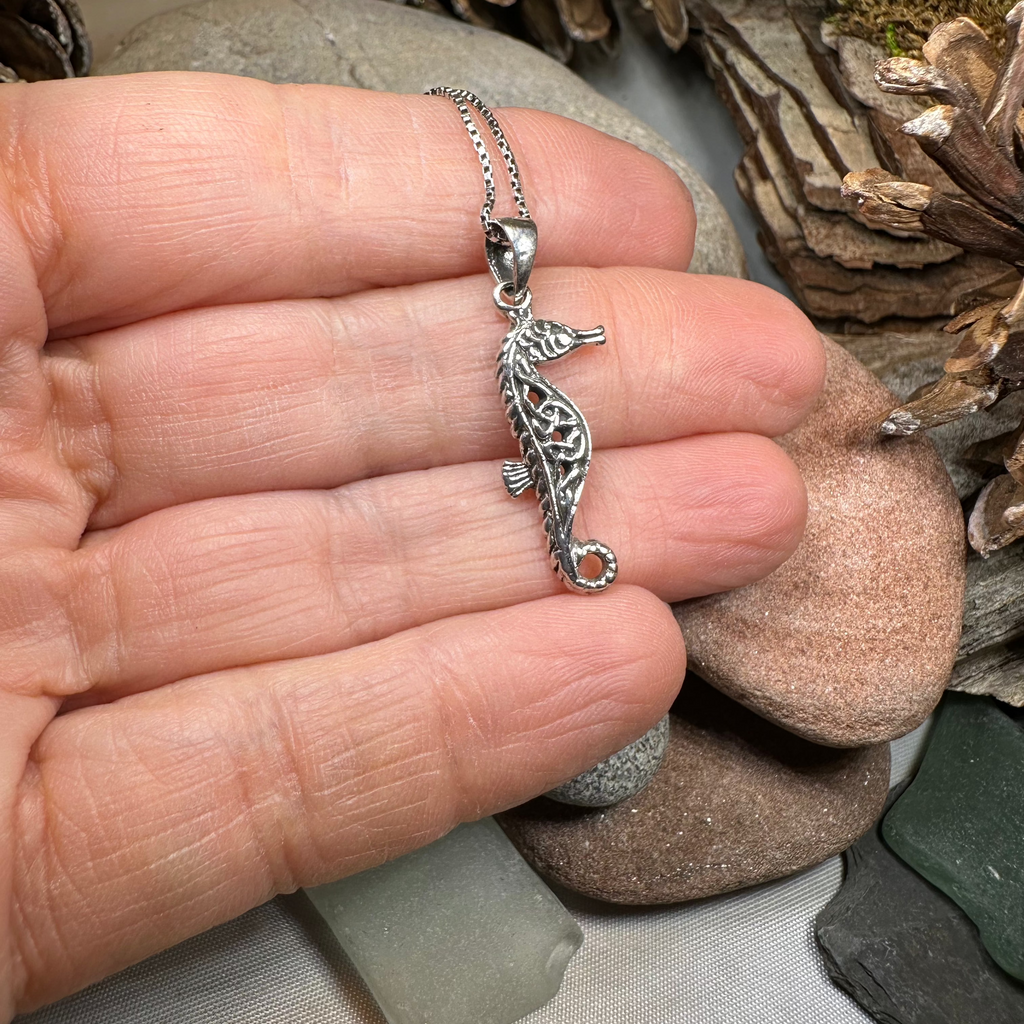 Celtic Seahorse Necklace in Sterling Silver | Pendant | Wiccan Center