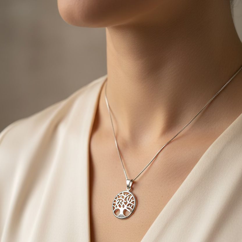 Modern Tree of Life Necklace in Sterling Silver | Pendant | Wiccan Center