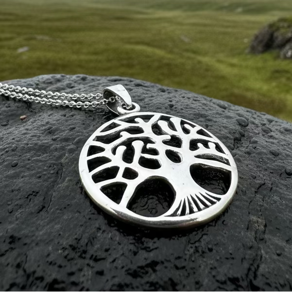 Modern Tree of Life Necklace in Sterling Silver | Pendant | Wiccan Center