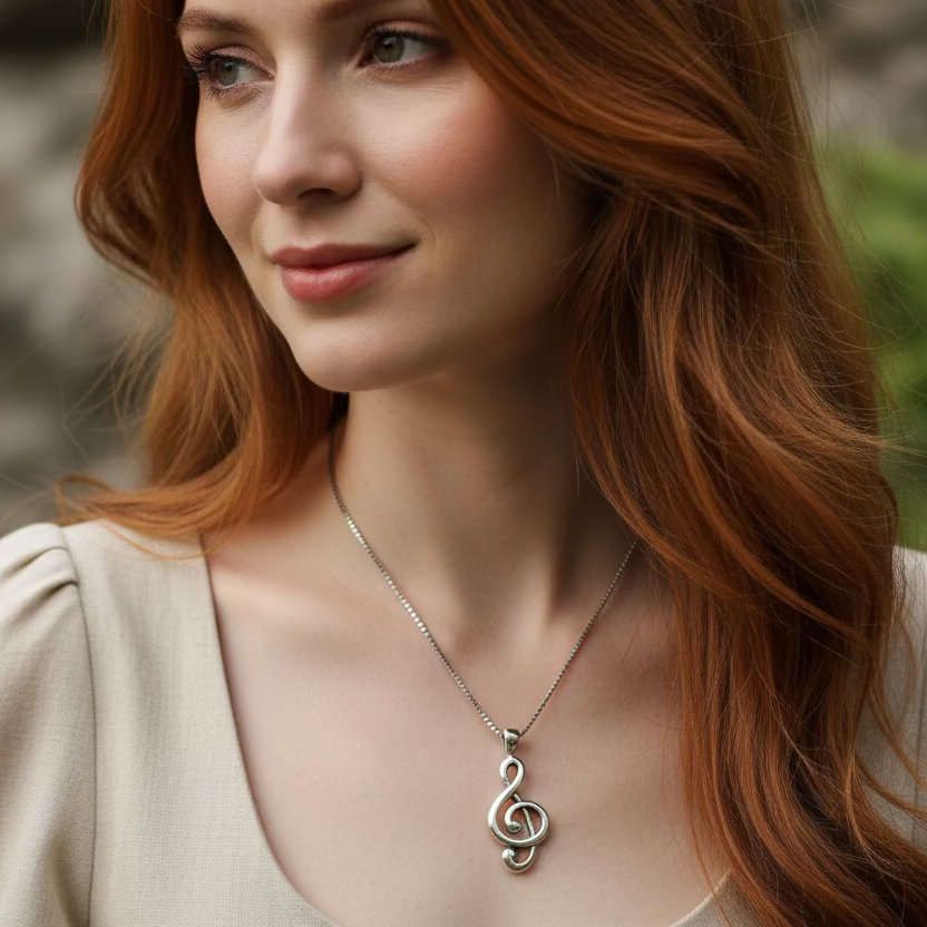 Sweet Music Note Necklace in Sterling Silver | Pendant | Wiccan Center