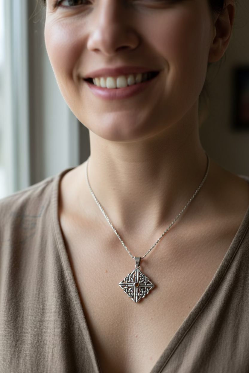 Asthore Celtic Knot Necklace in Sterling Silver