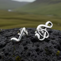 Music Note Stud Earrings in Sterling Silver