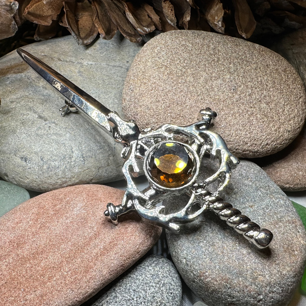 Crystal Stag Kilt Pin - Handmade in Scotland