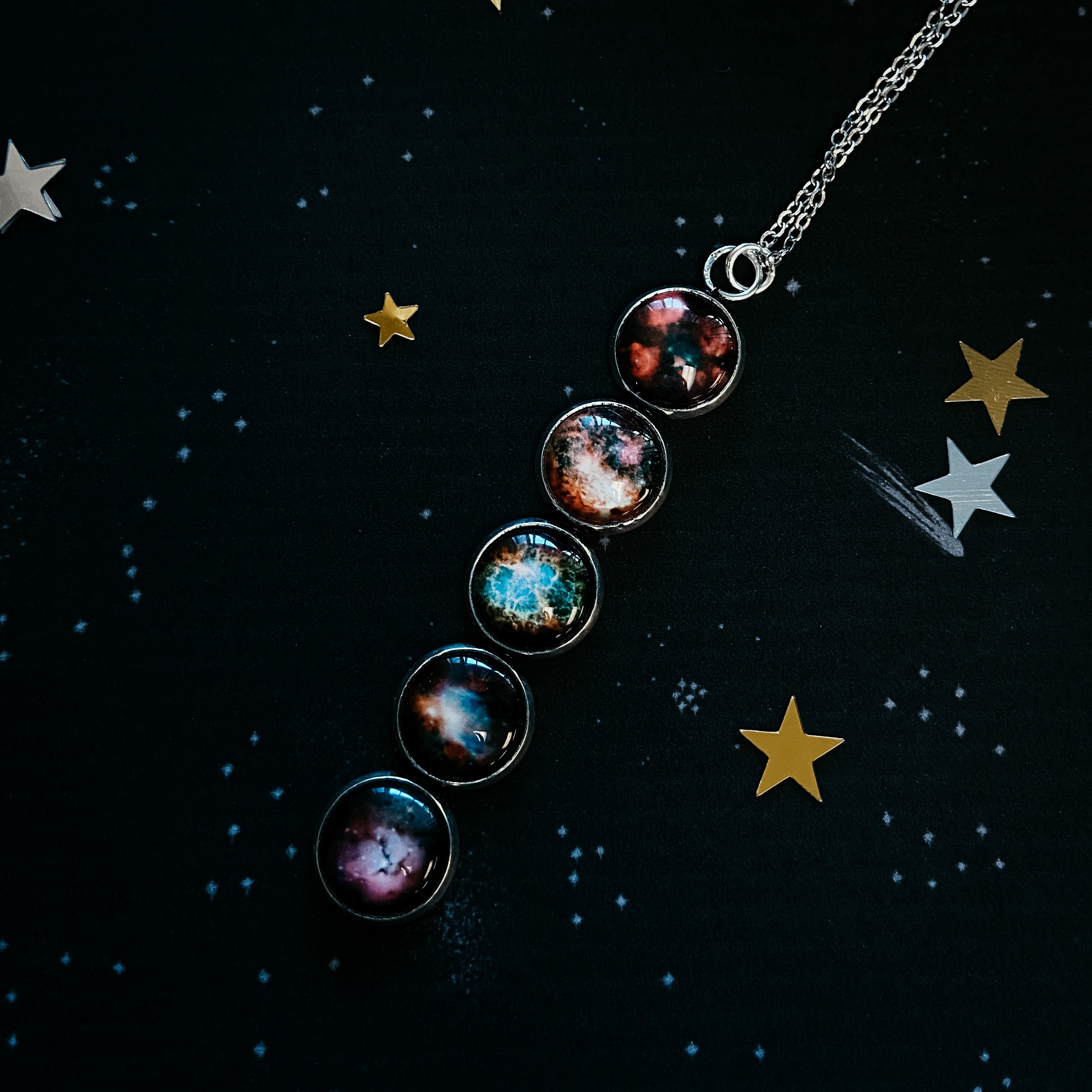 Nebula Rainbow Vertical Pendant Necklace | Necklace | Wiccan Center