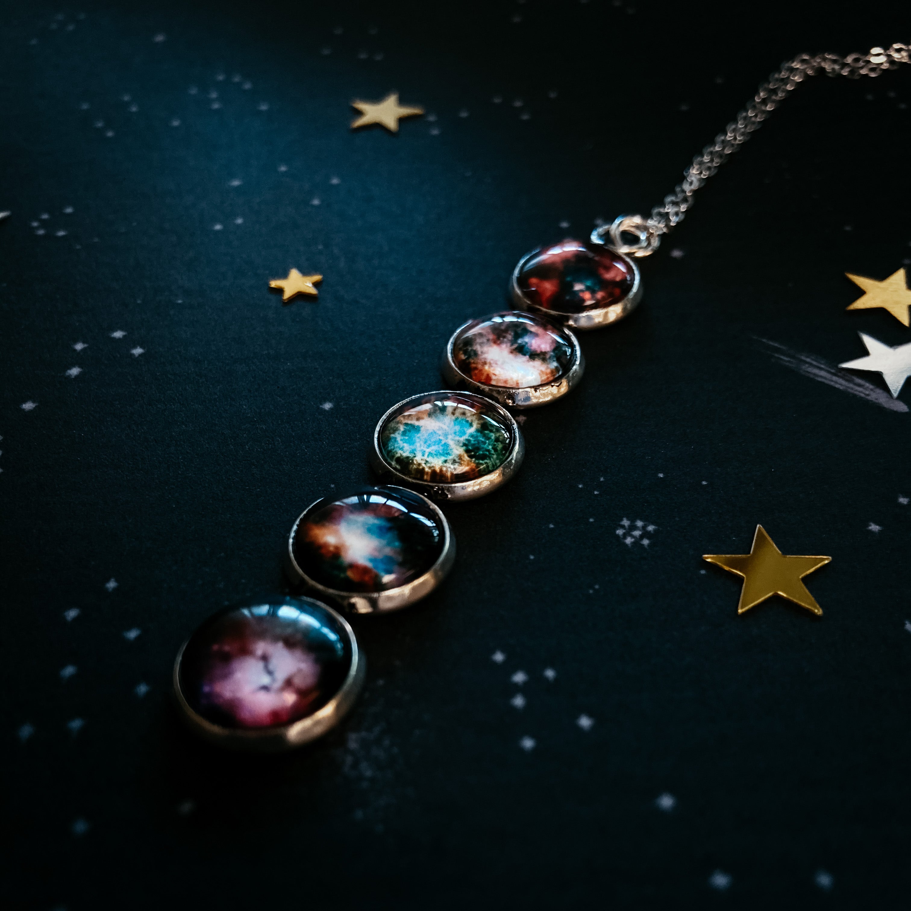 Nebula Rainbow Vertical Pendant Necklace | Necklace | Wiccan Center