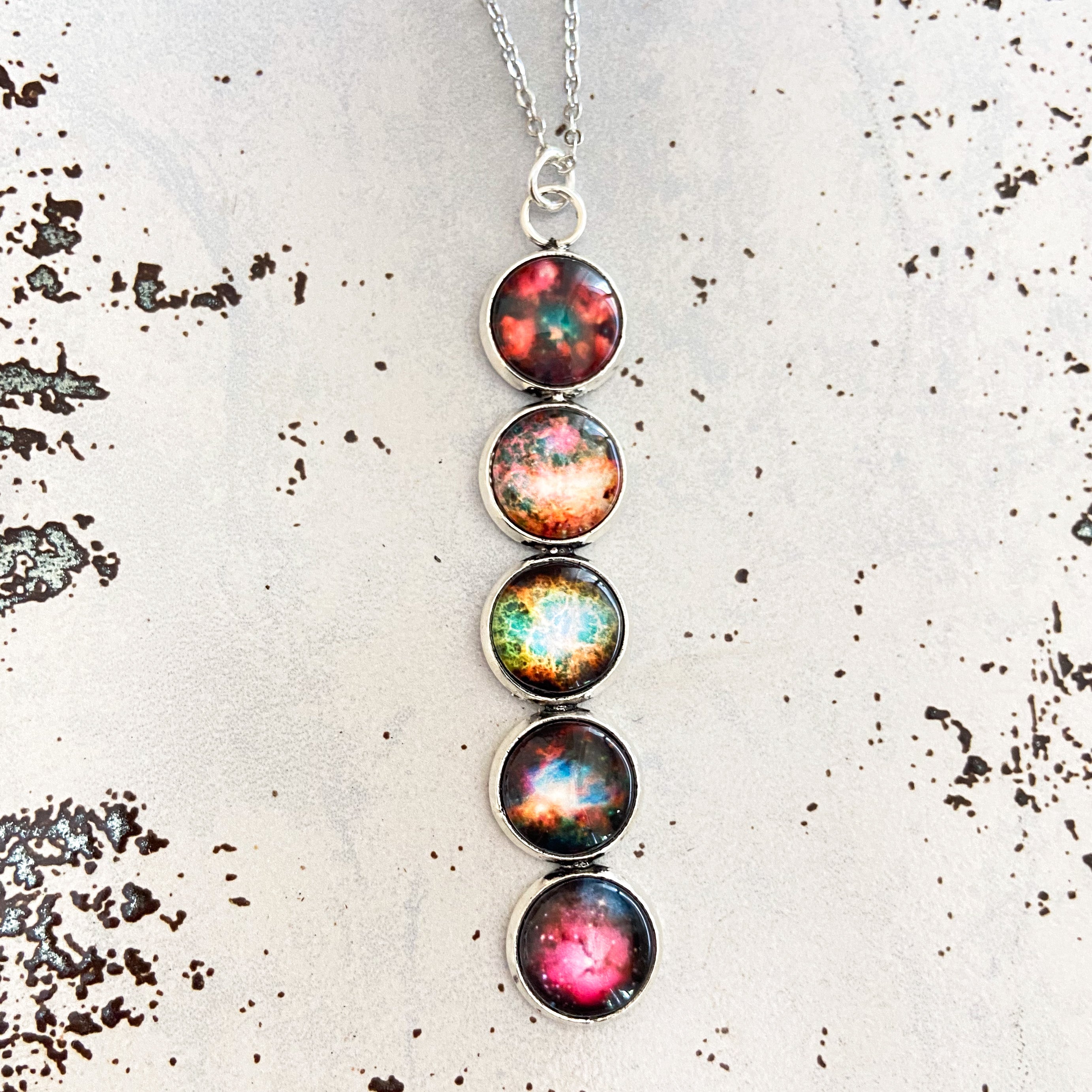 Nebula Rainbow Vertical Pendant Necklace | Necklace | Wiccan Center