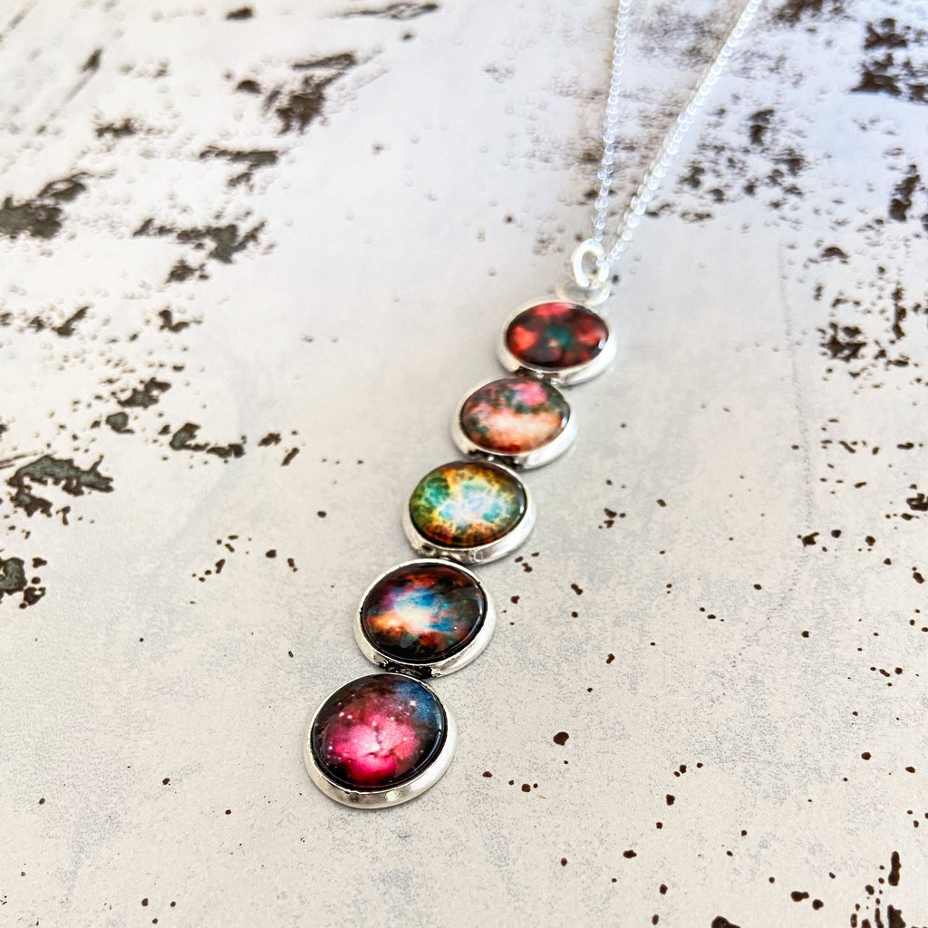 Nebula Rainbow Vertical Pendant Necklace | Necklace | Wiccan Center