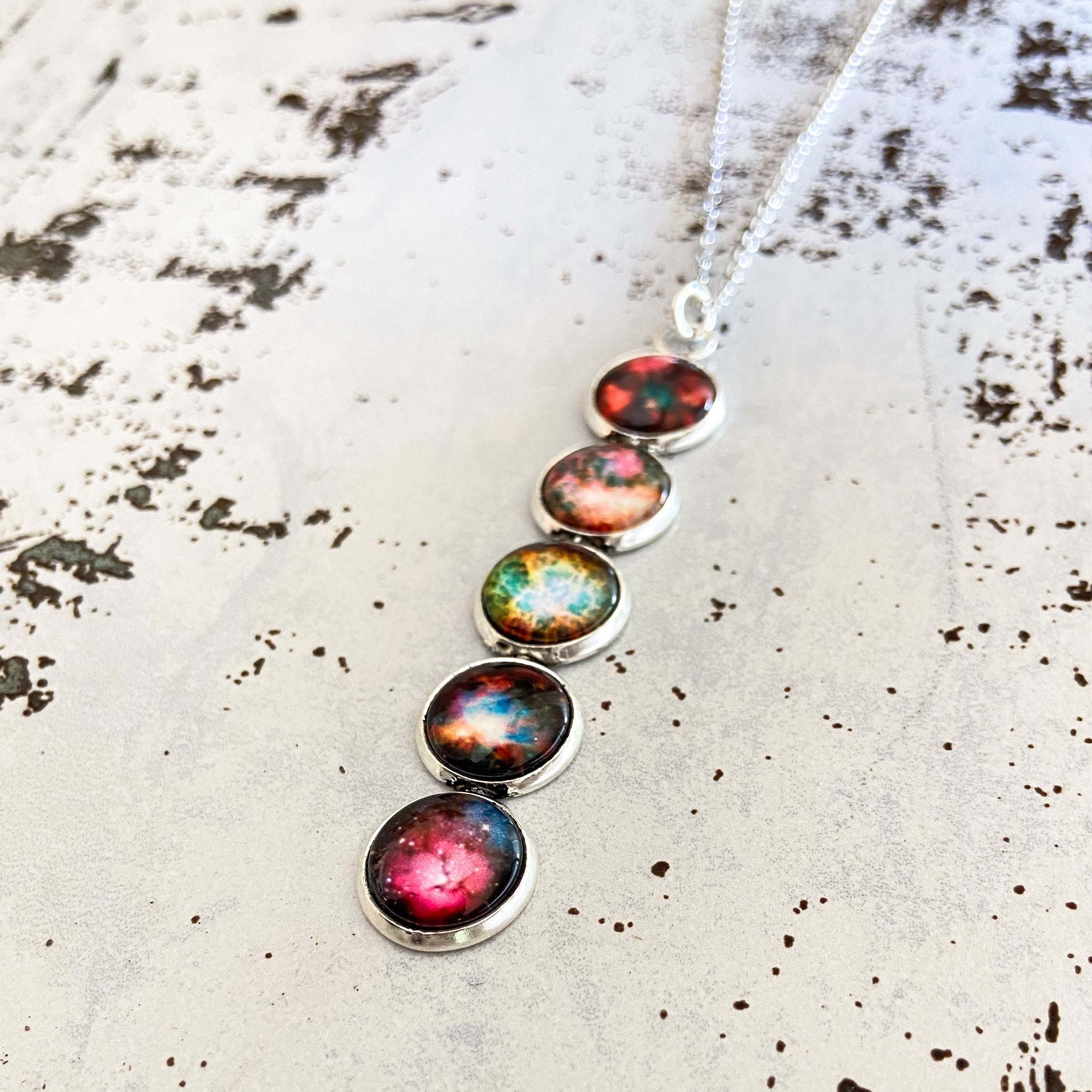Nebula Rainbow Vertical Pendant Necklace | Necklace | Wiccan Center