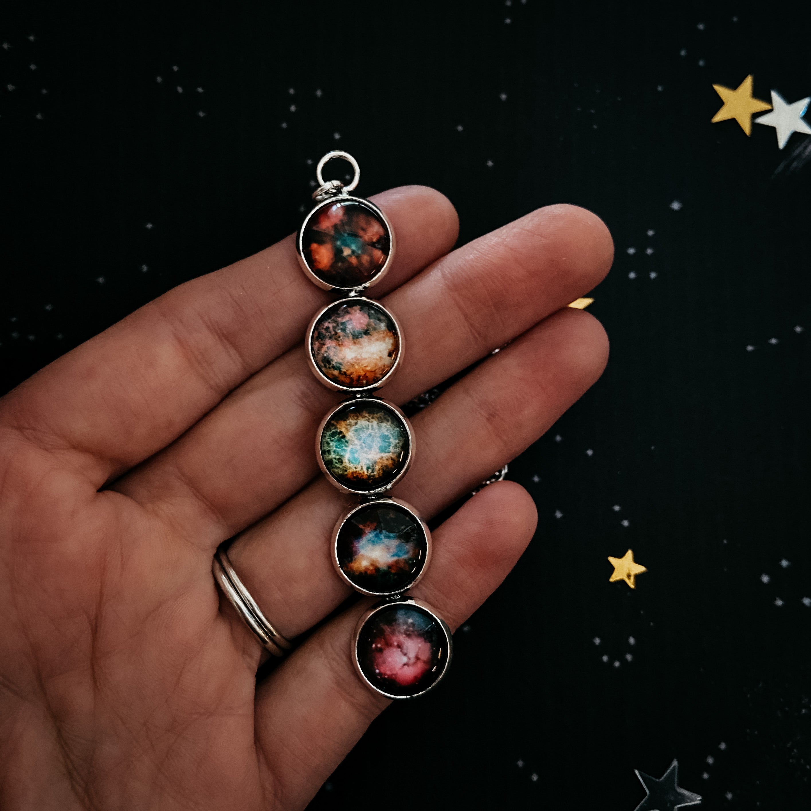 Nebula Rainbow Vertical Pendant Necklace | Necklace | Wiccan Center