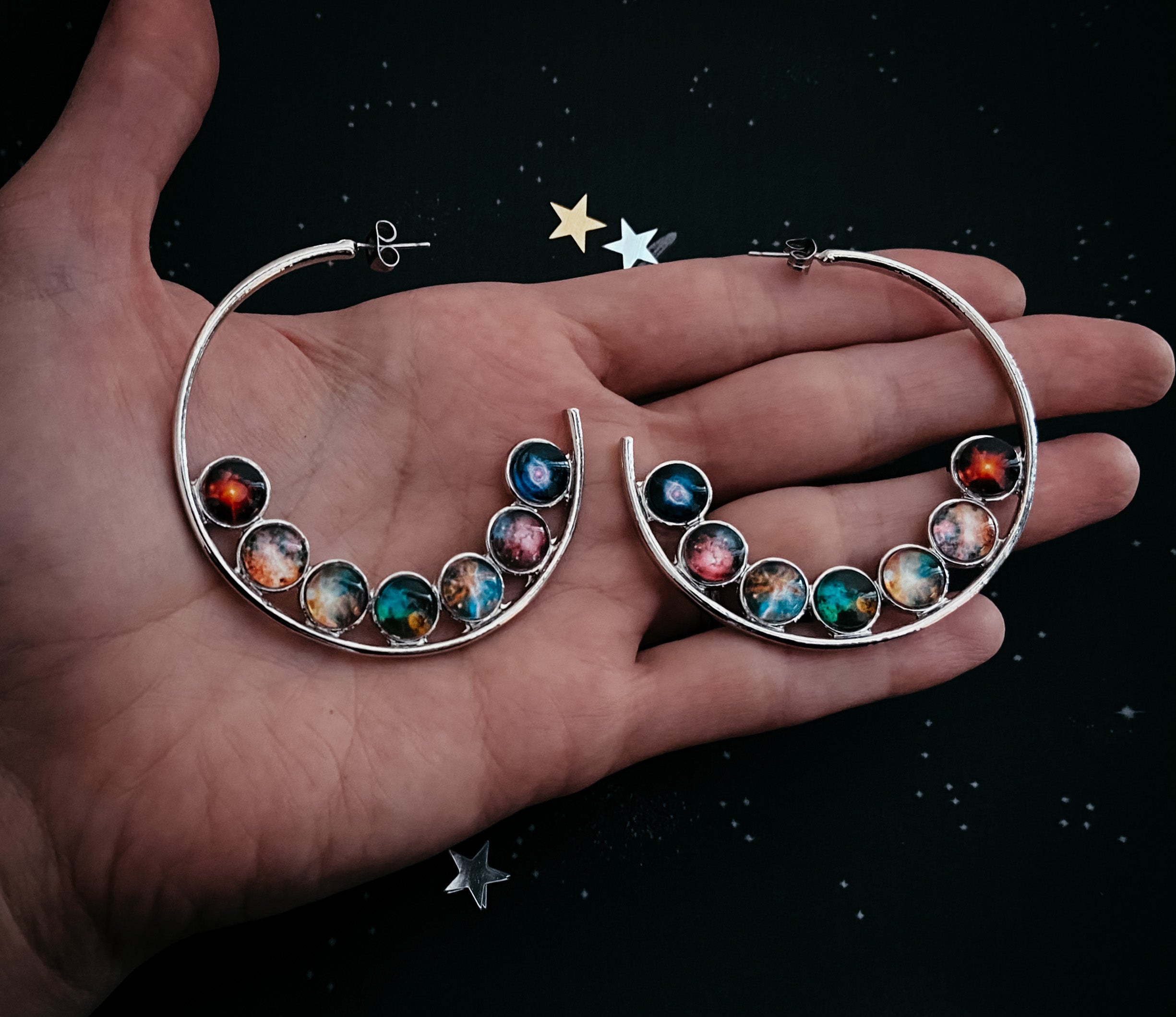 Nebula Rainbow Pride Hoop Earrings | Earrings | Wiccan Center