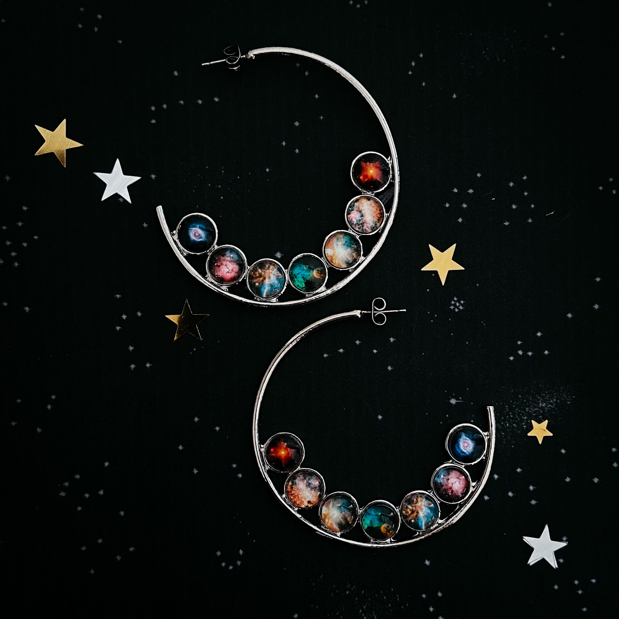 Nebula Rainbow Pride Hoop Earrings | Earrings | Wiccan Center