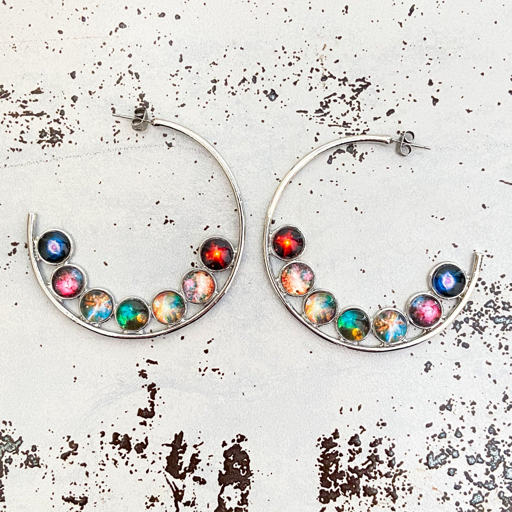 Nebula Rainbow Pride Hoop Earrings | Earrings | Wiccan Center