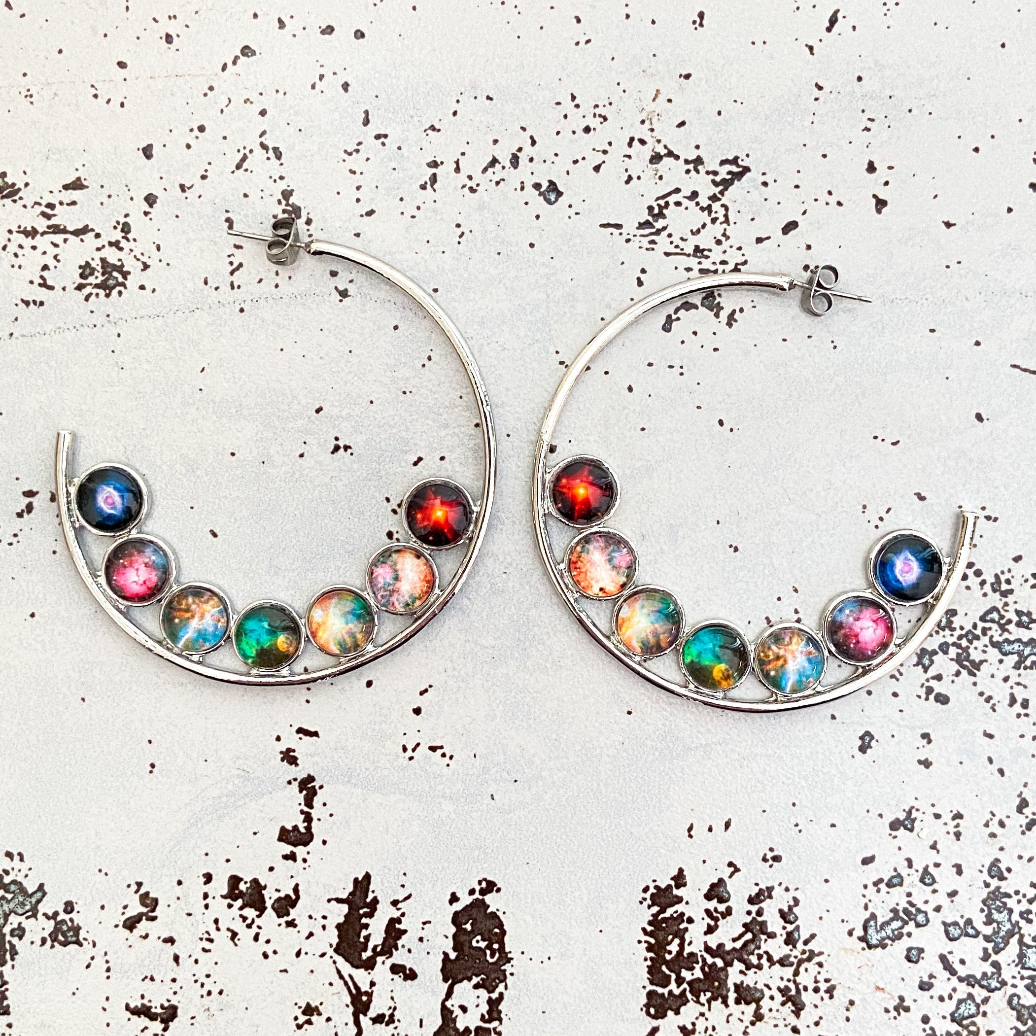 Nebula Rainbow Pride Hoop Earrings | Earrings | Wiccan Center
