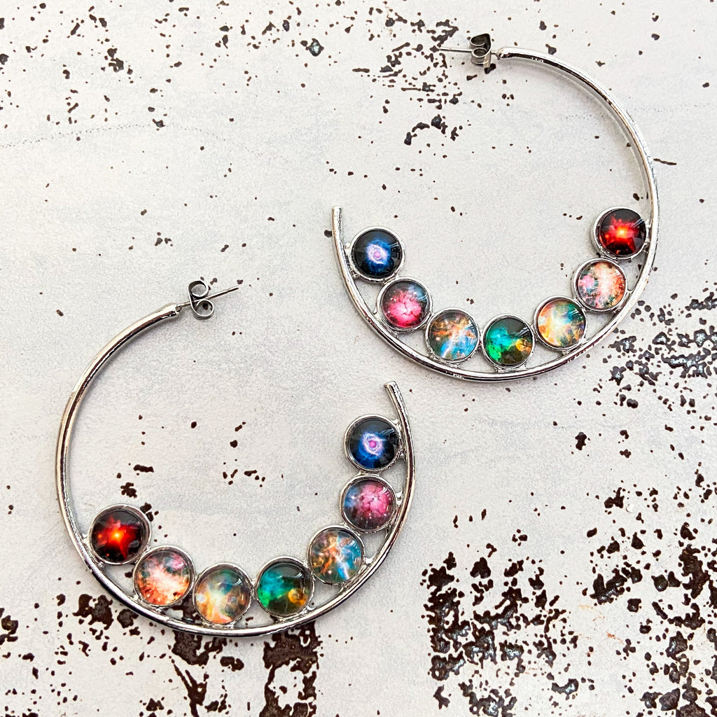 Nebula Rainbow Pride Hoop Earrings | Earrings | Wiccan Center