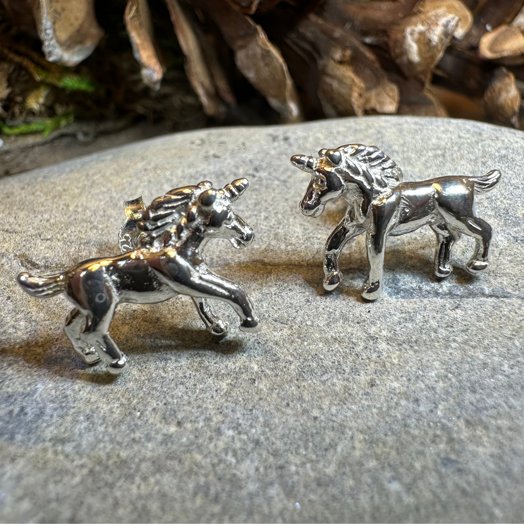 Legendary Unicorn Post Back Earrings in Sterling Silver | Post Earrings | Wiccan Center