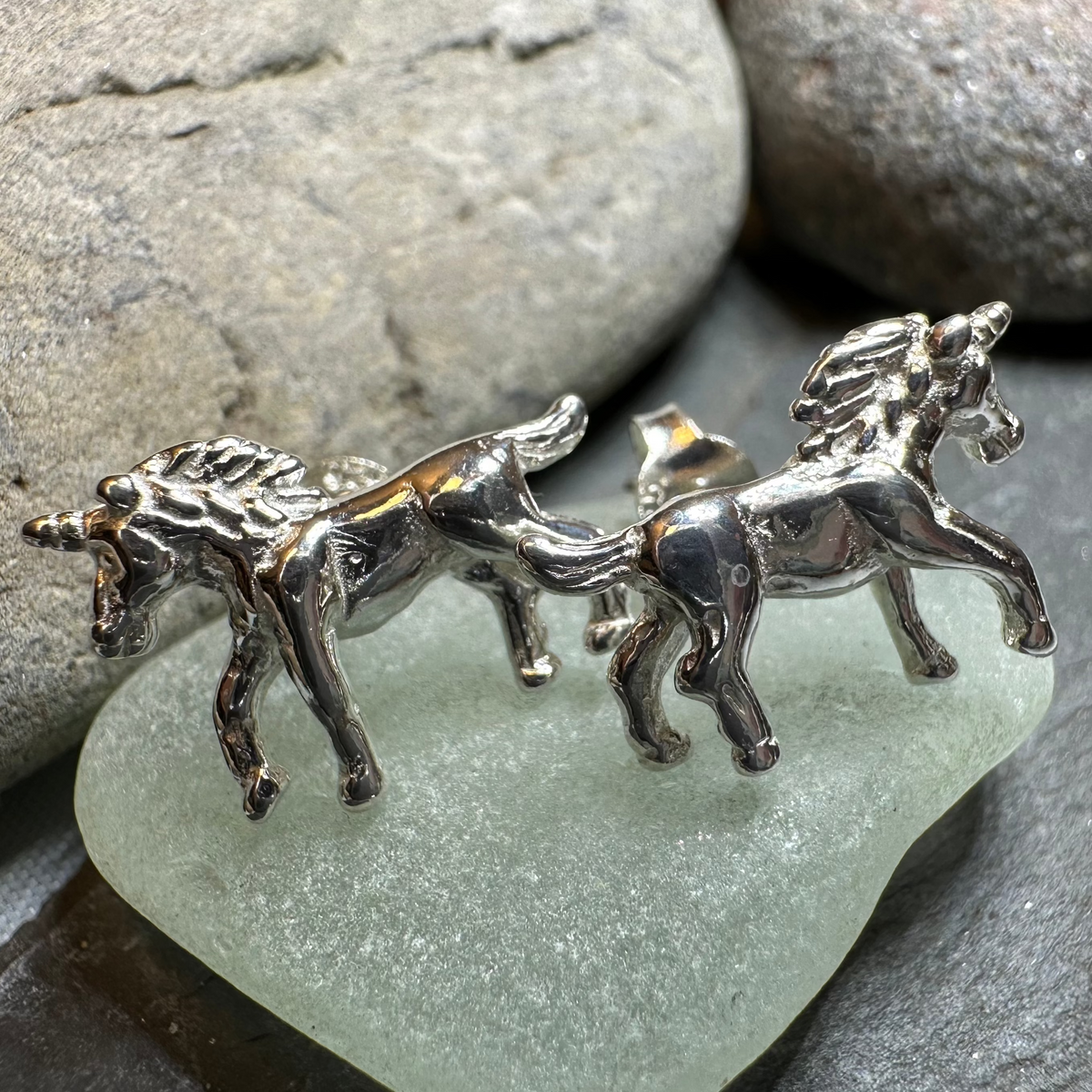 Legendary Unicorn Post Back Earrings in Sterling Silver | Post Earrings | Wiccan Center