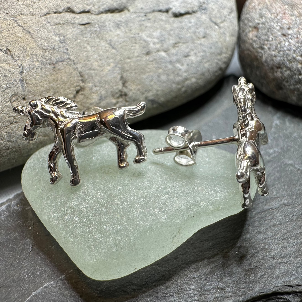 Legendary Unicorn Post Back Earrings in Sterling Silver | Post Earrings | Wiccan Center