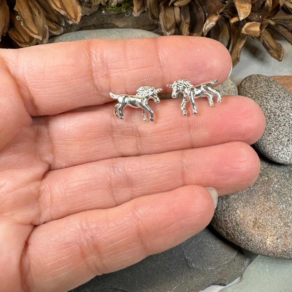 Legendary Unicorn Post Back Earrings in Sterling Silver | Post Earrings | Wiccan Center