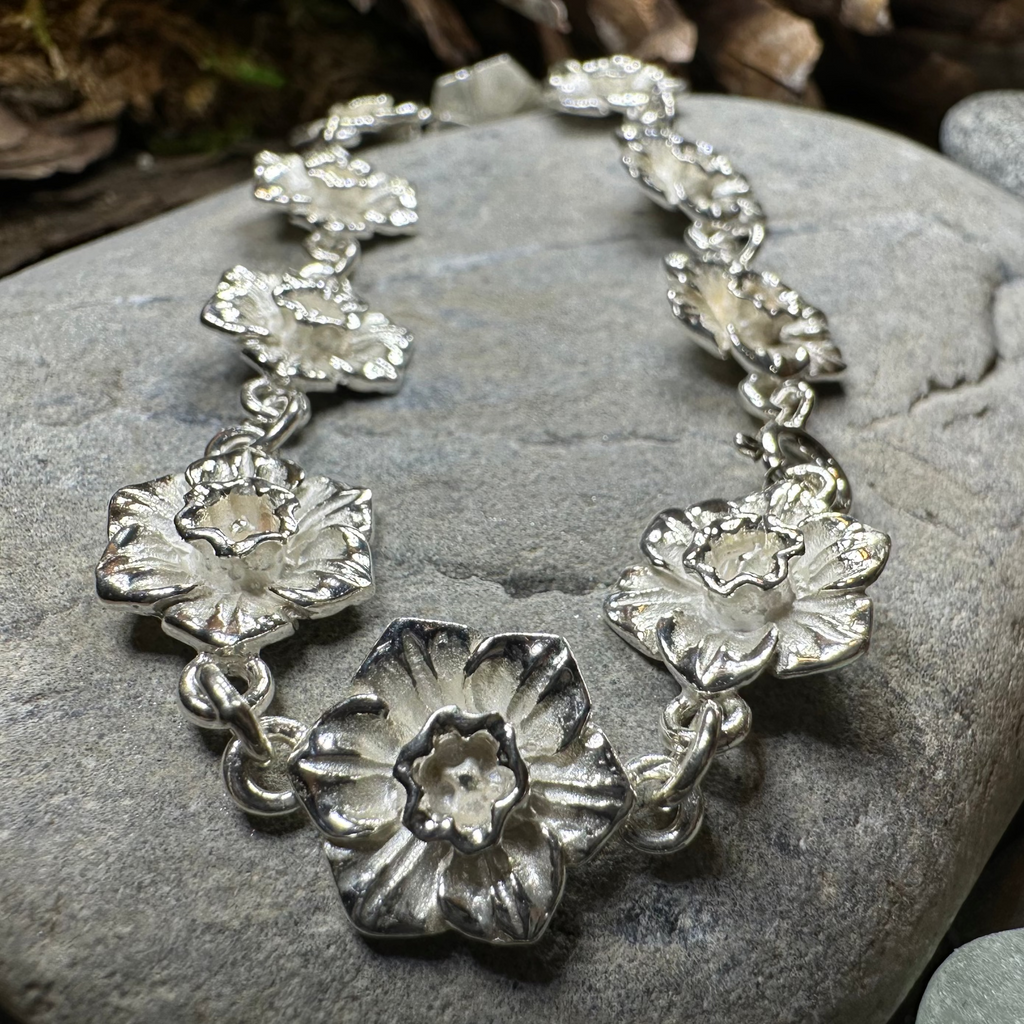 Gwydir Welsh Daffodil Bracelet in Sterling Silver | Bracelet | Wiccan Center