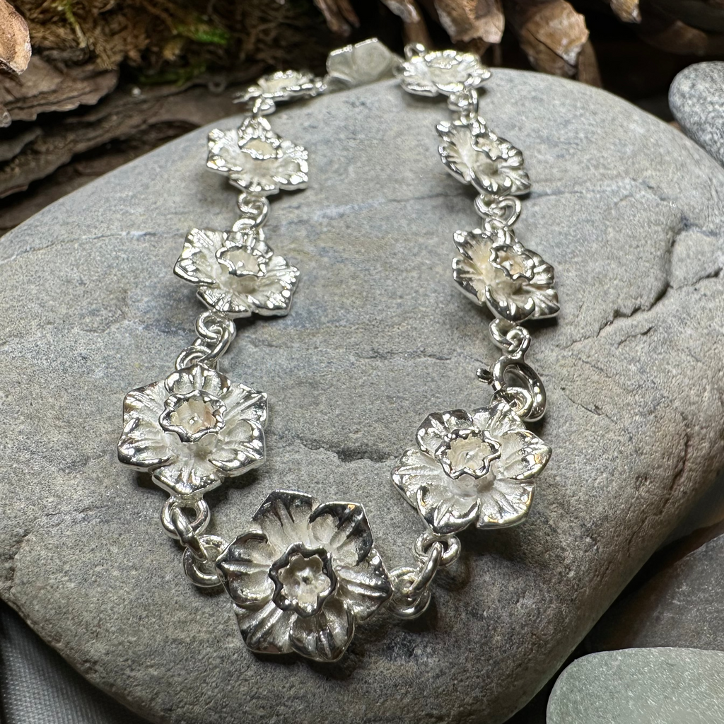 Gwydir Welsh Daffodil Bracelet in Sterling Silver | Bracelet | Wiccan Center