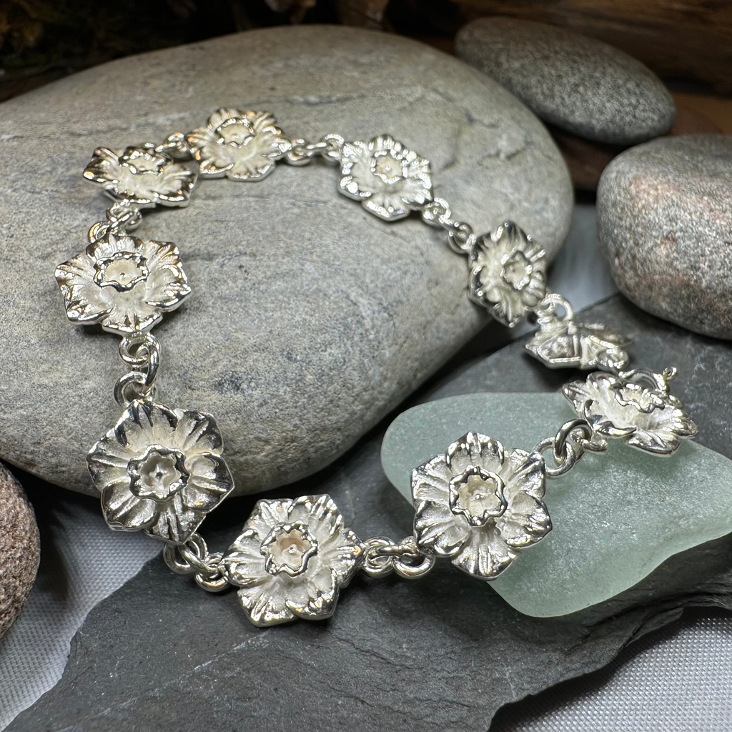 Gwydir Welsh Daffodil Bracelet in Sterling Silver | Bracelet | Wiccan Center