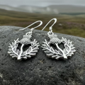 Alruna Scottish Thistle Earrings in Sterling Silver | Dangle Earrings | Wiccan Center