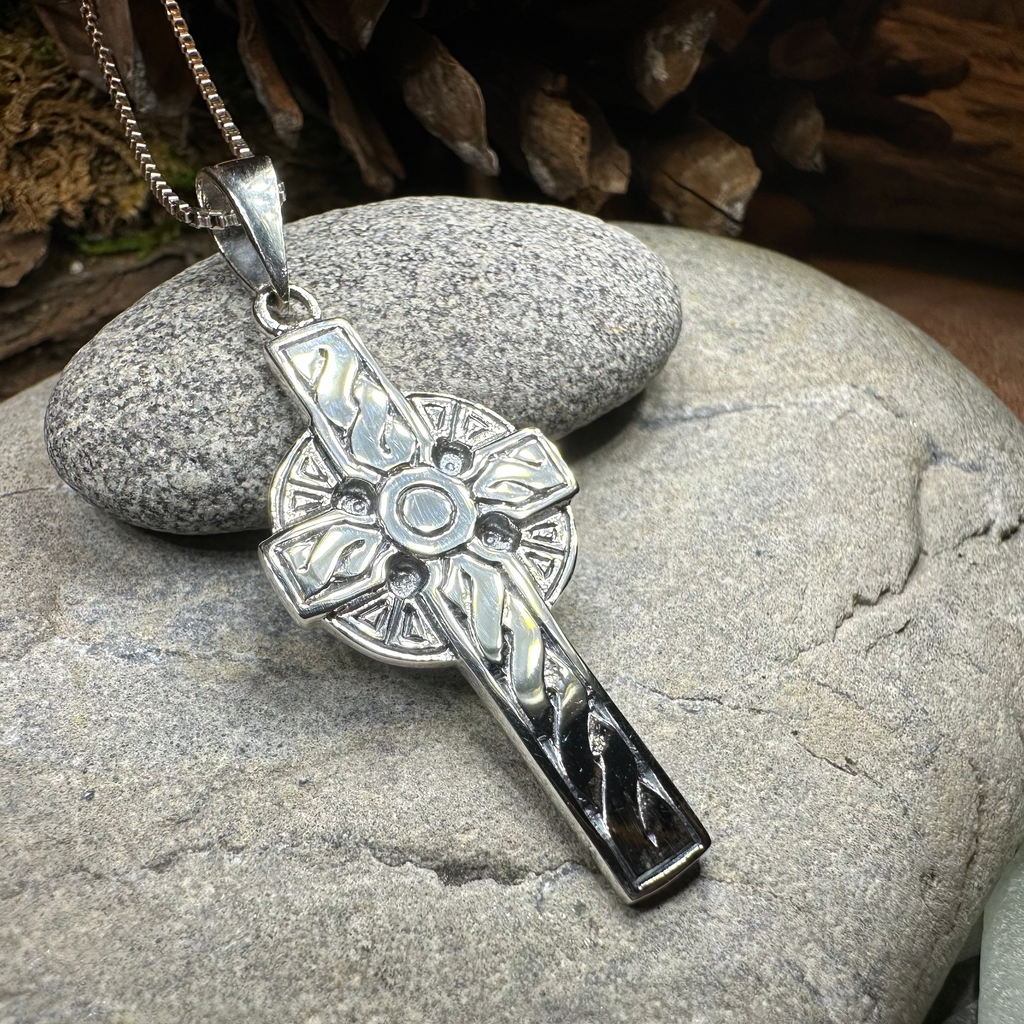 Teelin Celtic Cross Necklace in Sterling Silver | Pendant | Wiccan Center
