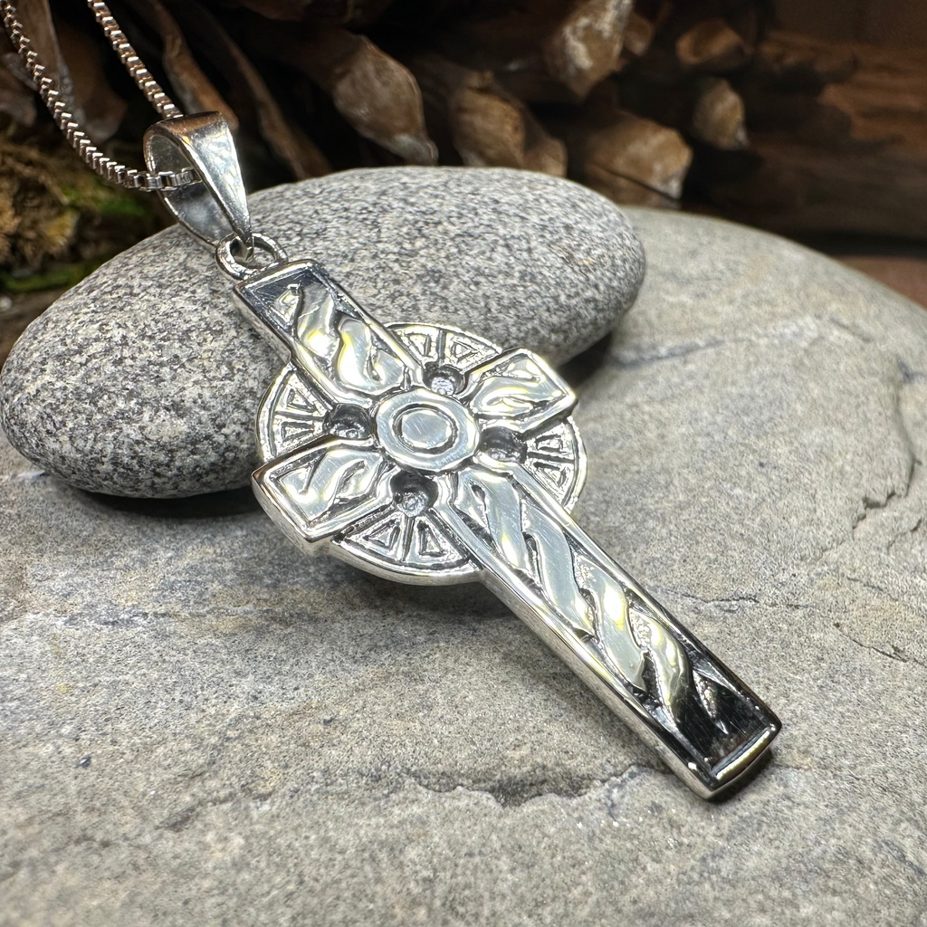 Teelin Celtic Cross Necklace in Sterling Silver | Pendant | Wiccan Center