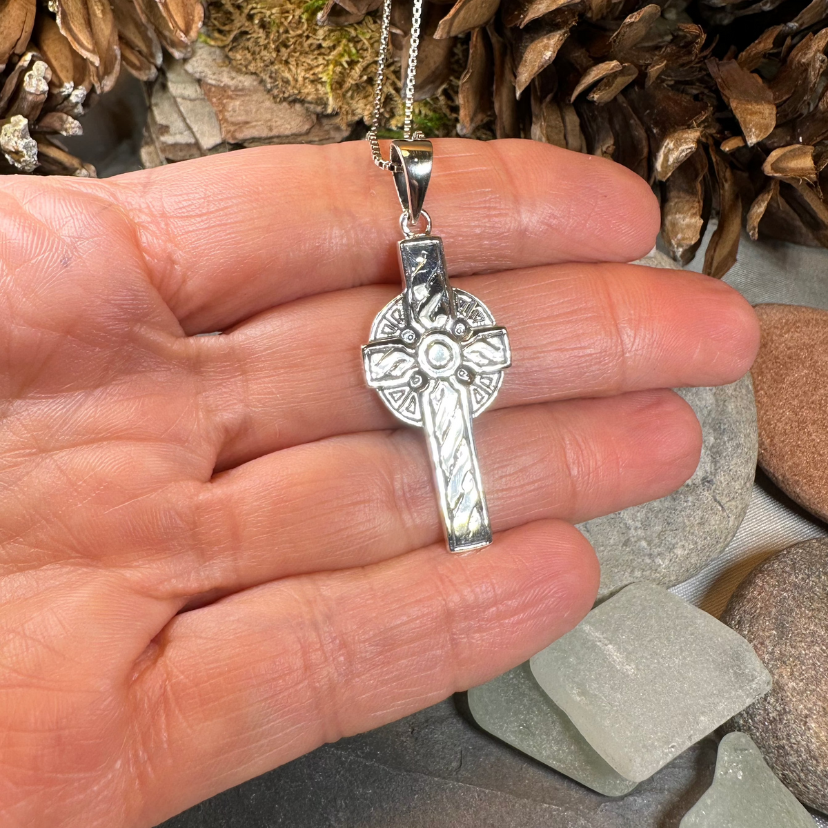 Teelin Celtic Cross Necklace in Sterling Silver | Pendant | Wiccan Center
