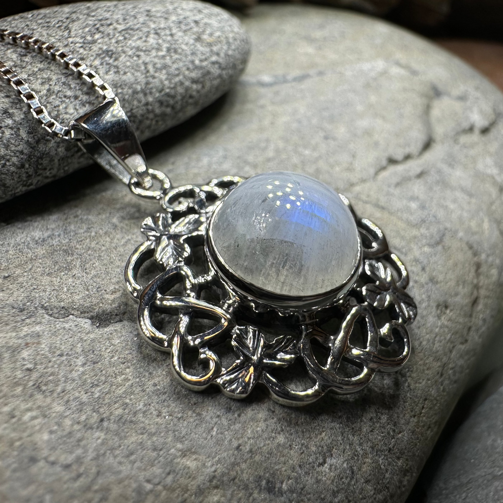 Elana Shamrock Moonstone Necklace | Pendant | Wiccan Center