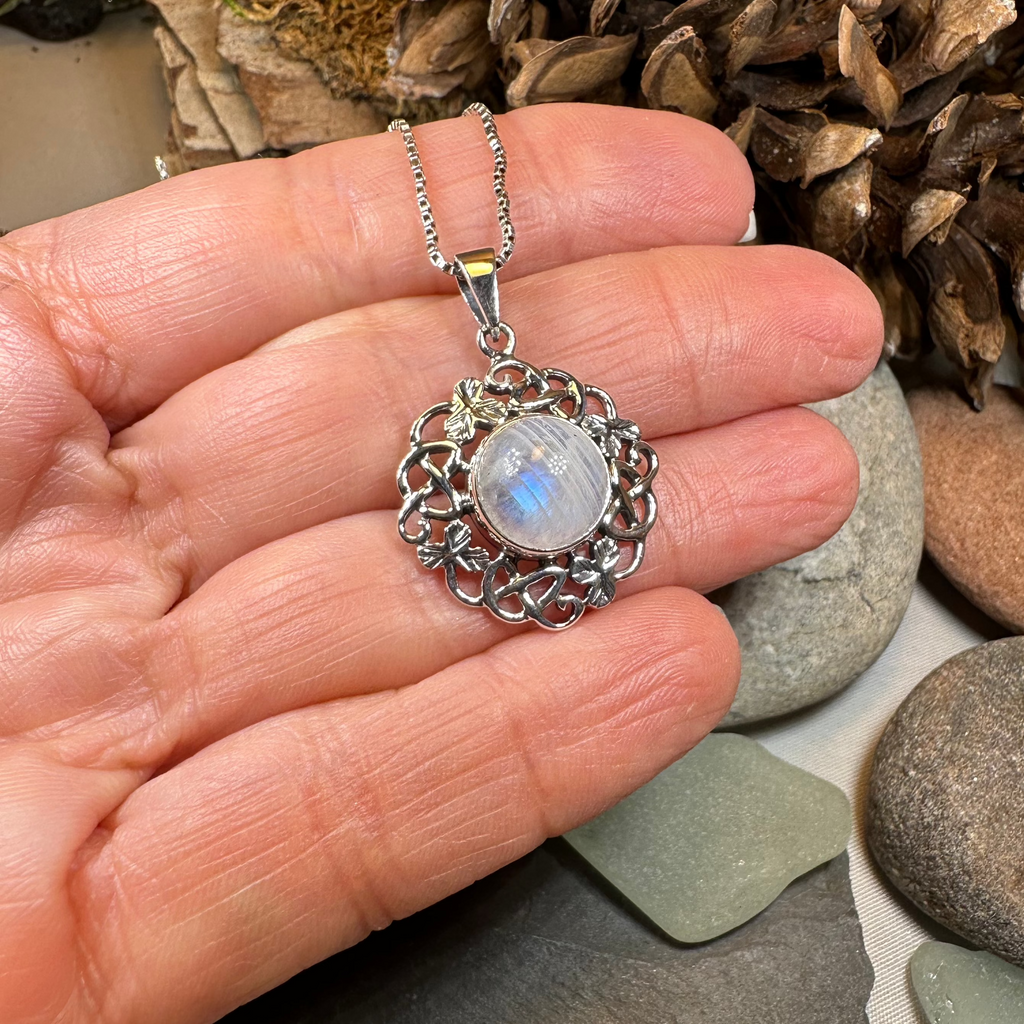 Elana Shamrock Moonstone Necklace | Pendant | Wiccan Center