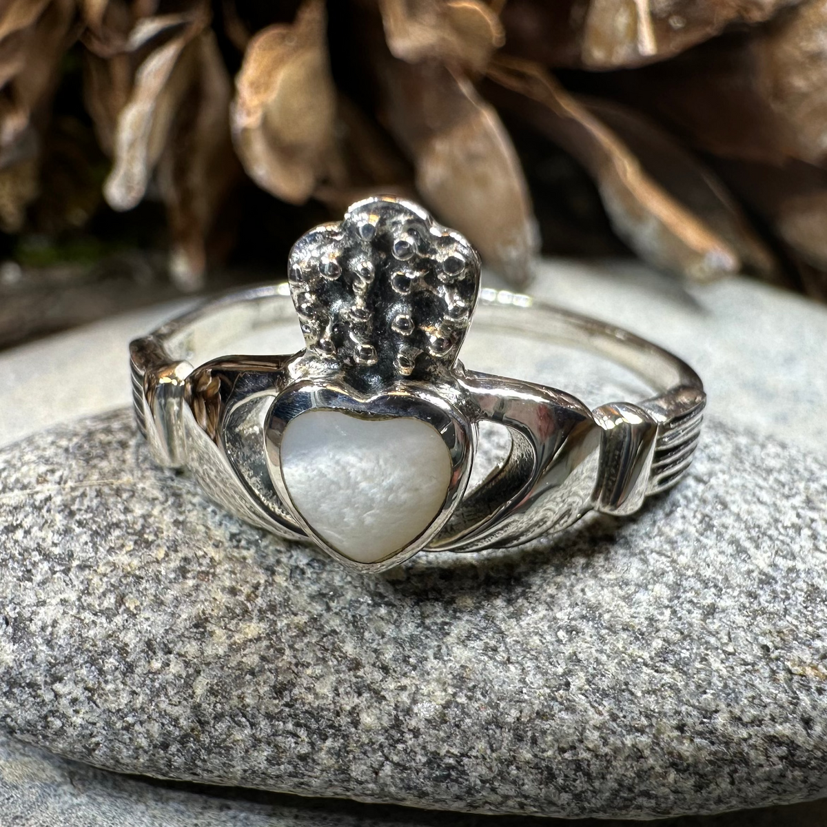 Aurora Irish Claddagh Ring with Mother of Pearl | Ring | Wiccan Center