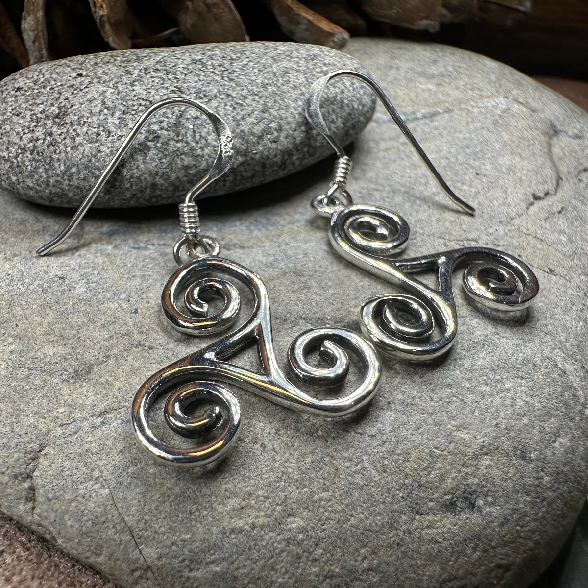 Elfwyn Celtic Spiral Earrings in Sterling Silver | Dangle Earrings | Wiccan Center
