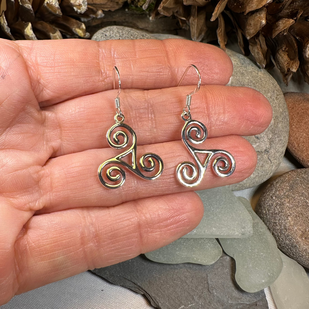 Elfwyn Celtic Spiral Earrings in Sterling Silver | Dangle Earrings | Wiccan Center