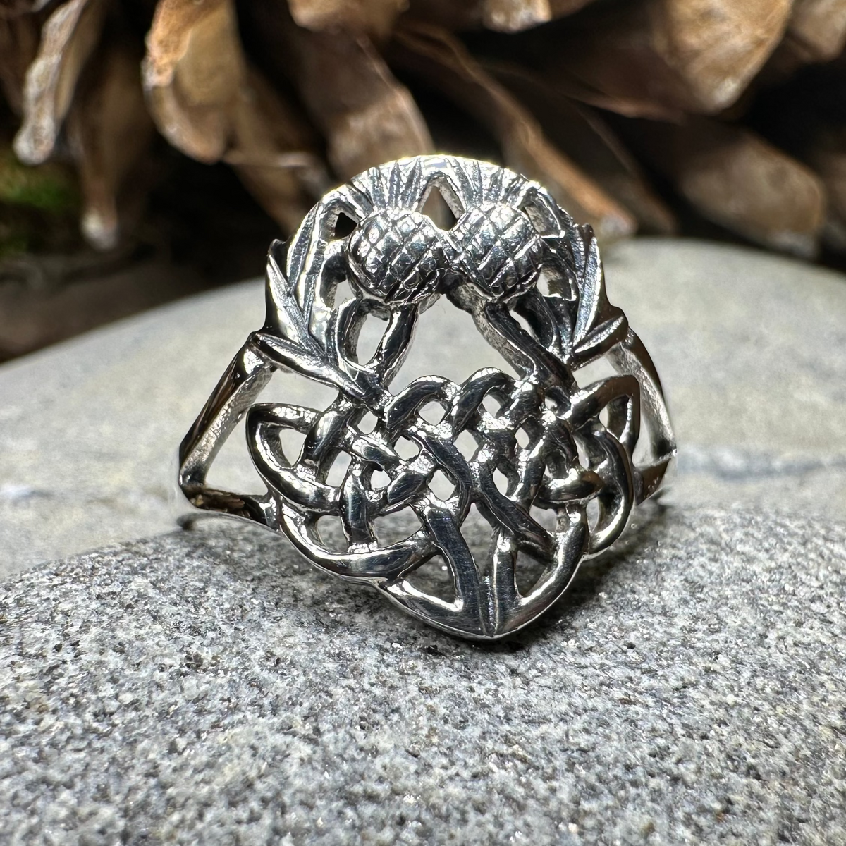 Ainslee Scottish Thistle Ring in Sterling Silver