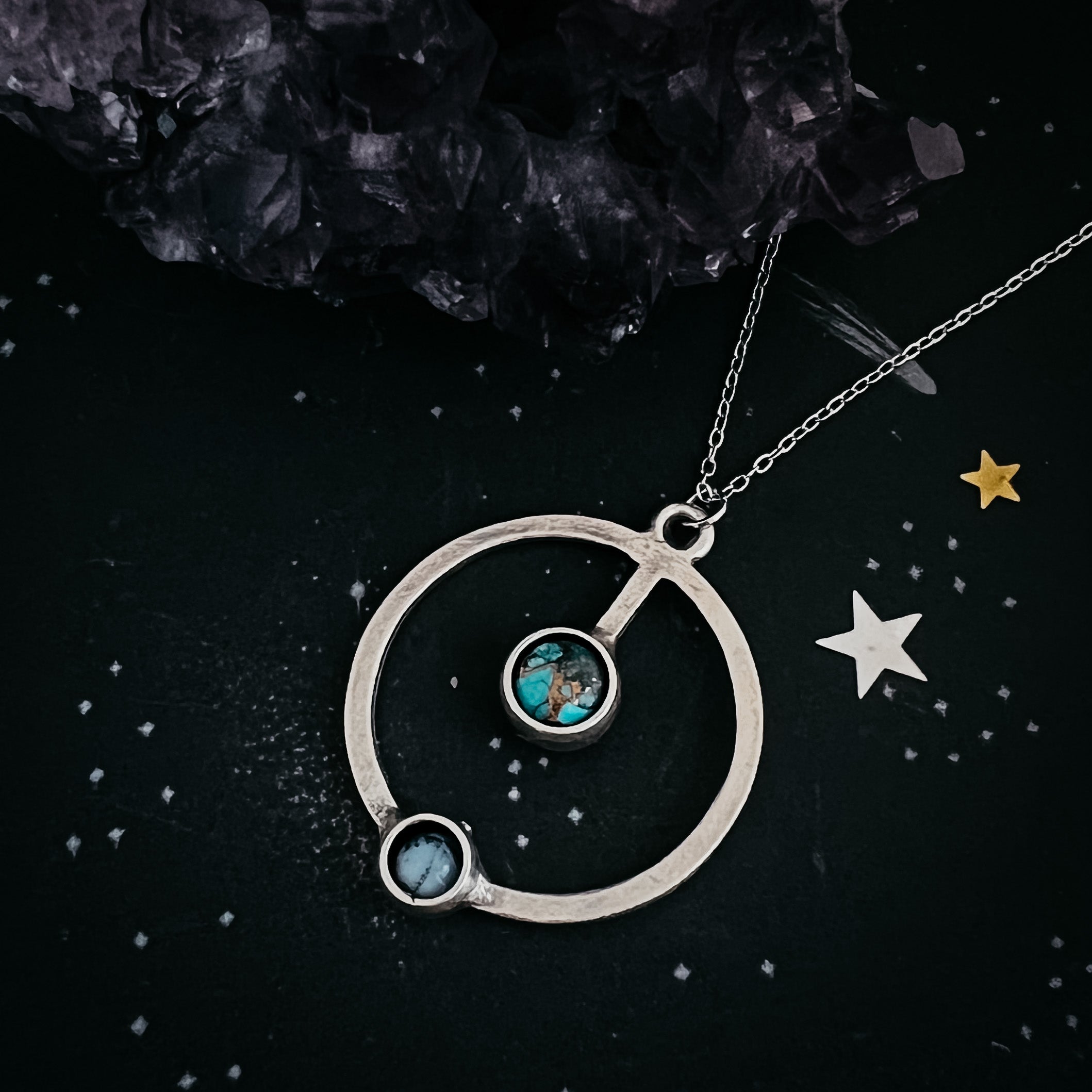 Artemis Necklace - Lunar Orbit Pendant with Natural Stones | Necklace | Wiccan Center